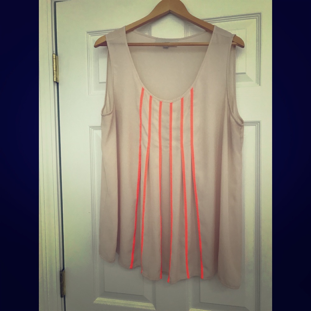 Pink blush and neon orange blouse/tank top